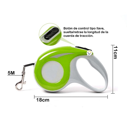 Correa 5 mts. Extensible de Alta Resistencia para Perros.